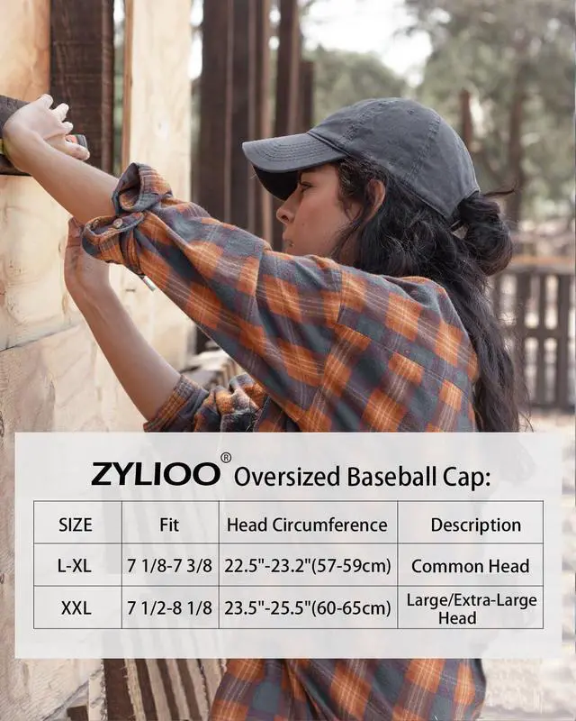 Alt view image 4 of 7 - Extra Large Baseball Cap For Big Heads, Washed Running Hat