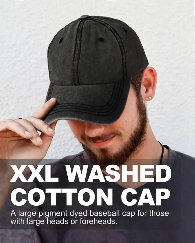 Alt view image 5 of 7 - Extra Large Baseball Cap For Big Heads, Washed Running Hat