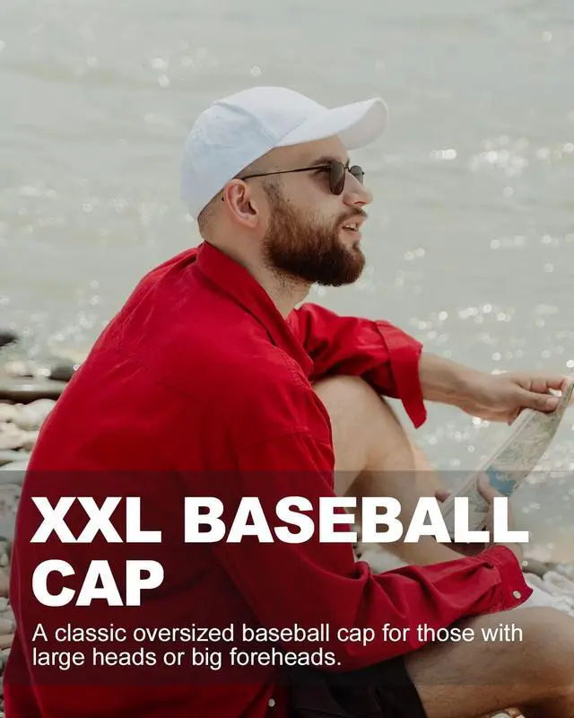 Alt view image 3 of 7 - Oversize XXL 100% Cotton Baseball Cap,Extra Large Ball Caps,Adjustable Dad Cap for Big Heads 23.5"-25.5"