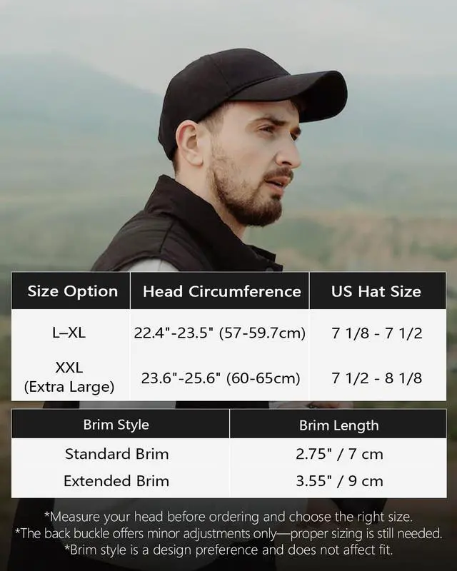 Alt view image 6 of 7 - Oversize XXL 100% Cotton Baseball Cap,Extra Large Ball Caps,Adjustable Dad Cap for Big Heads 23.5"-25.5"