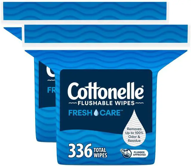Main image of Fresh Care Flushable Wipes, 2 Packs, 168 Wipes per Pack