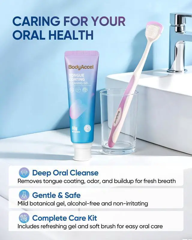 Alt view image 2 of 7 - Tongue Cleaner Gel with Tongue Brush Fresh Breath Oral Care Kit Tongue Scraper Gel Set for Bad Breath Removal, Maintain Oral Health