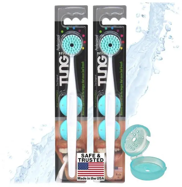 Main image of Tung Plastic Tongue Cleaning Brush, Tongue Cleaner, USA Made, 2-Pack