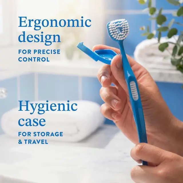 Alt view image 4 of 7 - Soft Bristle Tongue Brush for Adults for Bad Breath, Halitosis & Oral Hygiene - Tongue Scraper Brush with Ergonomic Handle & Protective Cap for Easy Storage & Travel - 2 Pack