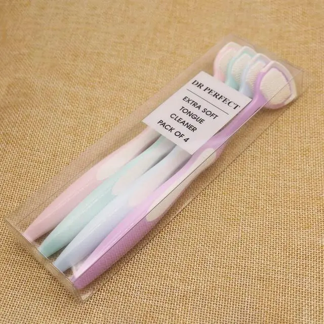Alt view image 5 of 5 - Soft Tongue Brush Scraper Cleaner Helps Fight Bad Breath Clean Your Tongue Without Hurt Pack Of 4 (GREEN PURPLE BLUE PINK)