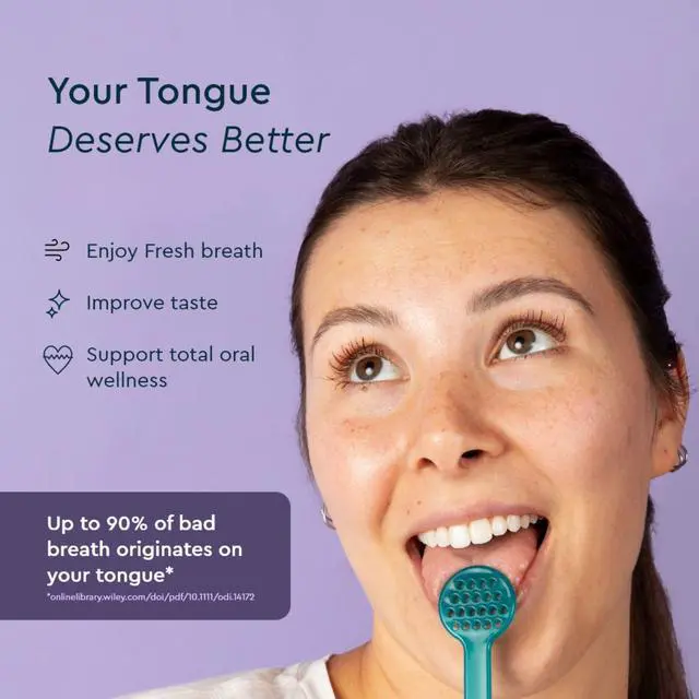 Alt view image 2 of 7 - Tongue Cleaner - Professional 2-in-1 Tongue Scraper and Brush for Fresh Breath - BPA-Free and Non-Toxic Oral Care - 1 CT - Yellow
