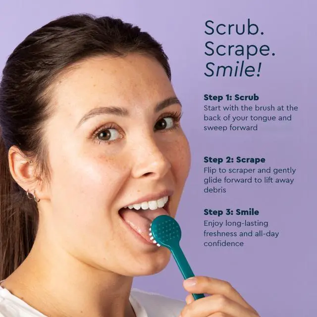 Alt view image 5 of 7 - Tongue Cleaner - Professional 2-in-1 Tongue Scraper and Brush for Fresh Breath - BPA-Free and Non-Toxic Oral Care - 1 CT - Yellow