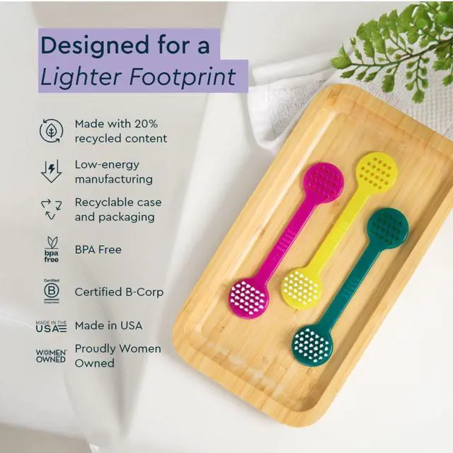 Alt view image 6 of 7 - Tongue Cleaner - Professional 2-in-1 Tongue Scraper and Brush for Fresh Breath - BPA-Free and Non-Toxic Oral Care - 1 CT - Yellow