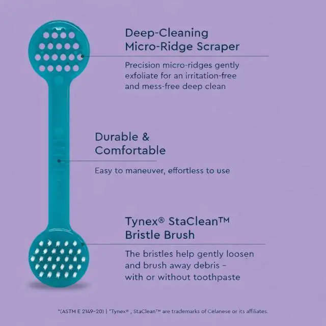 Alt view image 4 of 7 - Tongue Cleaner - Professional 2-in-1 Tongue Scraper and Brush for Fresh Breath - BPA-Free and Non-Toxic Oral Care - 1 CT - Yellow