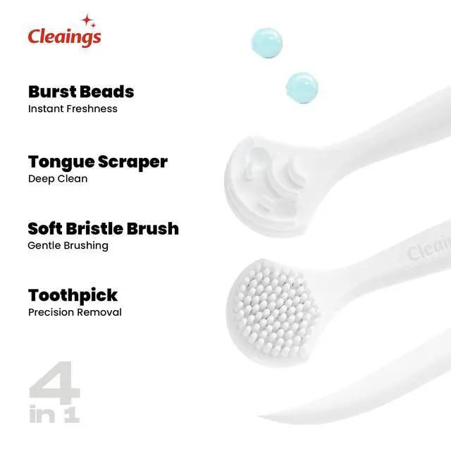 Alt view image 2 of 7 - Disposable Tongue Scraper for Adults 20 Count, 4-in-1 Portable Pre-Pasted Tongue Cleaner Brush with Toothpick for Travel, On-the-Go Oral Care Helps Remove Bad Breath, Mint
