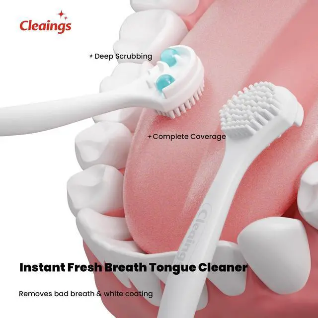 Alt view image 3 of 7 - Disposable Tongue Scraper for Adults 20 Count, 4-in-1 Portable Pre-Pasted Tongue Cleaner Brush with Toothpick for Travel, On-the-Go Oral Care Helps Remove Bad Breath, Mint