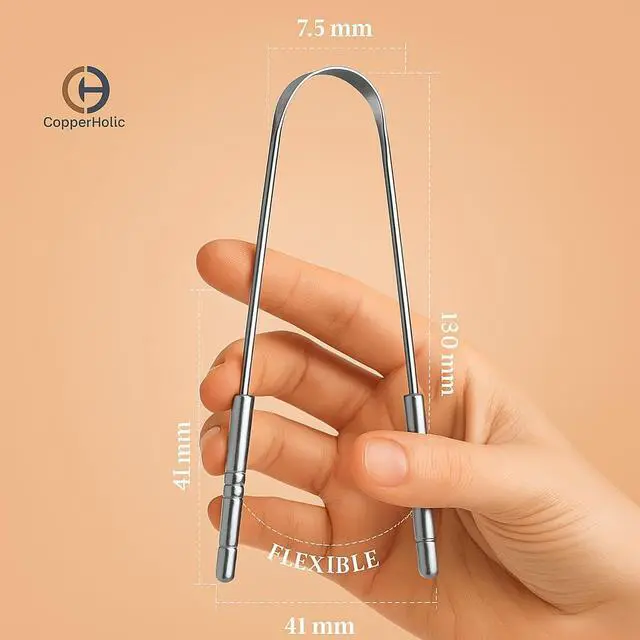 Alt view image 2 of 4 - Tongue Scraper Set Cleaner Kit with Bamboo Toothbrush with Charcoal Bristles & Travel Case Daily Oral Hygiene Tool for Men & Women (Stainless Steel, 2 - Pack),Reduce Bad Breath, Tongue Scrubber
