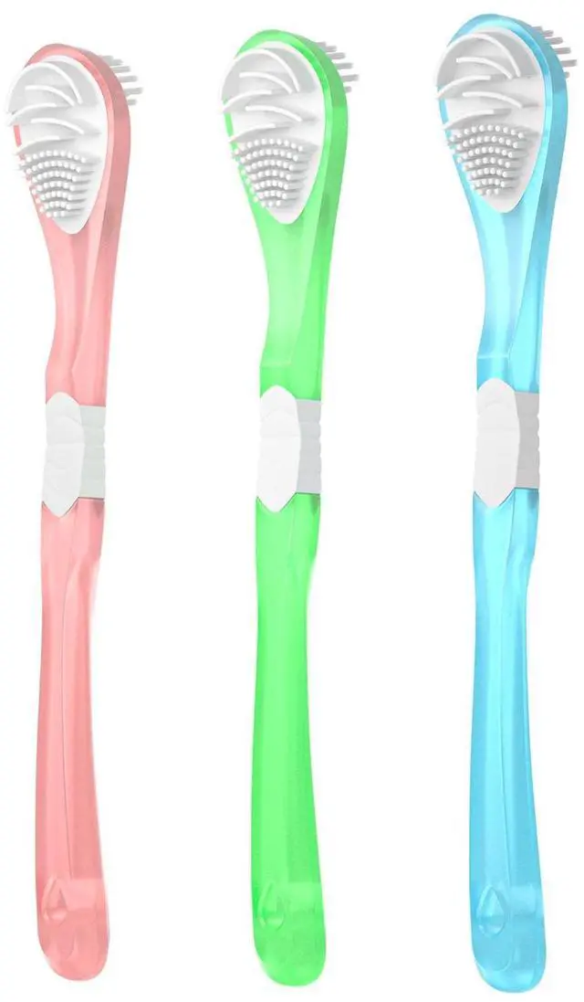 Main image of Double-Side Desiged Tongue Scraper, Ultra-Soft Tongue Brush Tongue Cleaner (3 Pack)