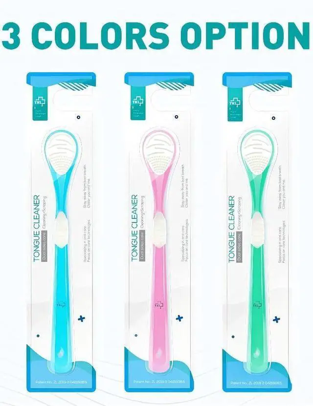 Alt view image 2 of 7 - Double-Side Desiged Tongue Scraper, Ultra-Soft Tongue Brush Tongue Cleaner (3 Pack)