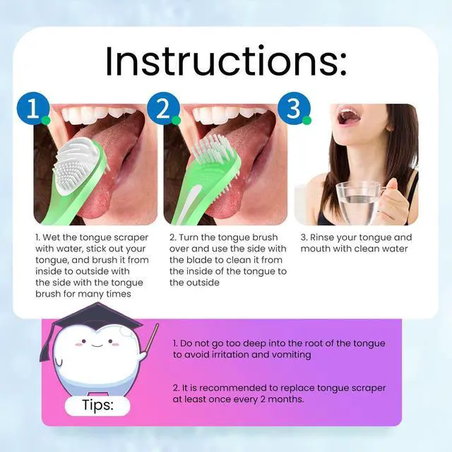 Alt view image 7 of 7 - Double-Side Desiged Tongue Scraper, Ultra-Soft Tongue Brush Tongue Cleaner (3 Pack)