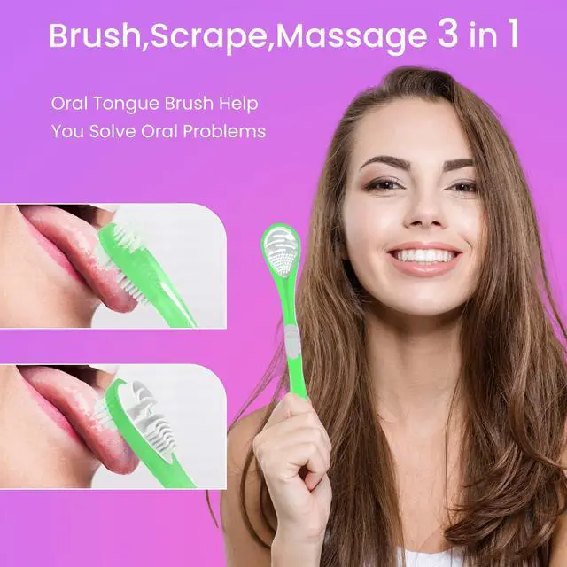 Alt view image 5 of 7 - Double-Side Desiged Tongue Scraper, Ultra-Soft Tongue Brush Tongue Cleaner (3 Pack)