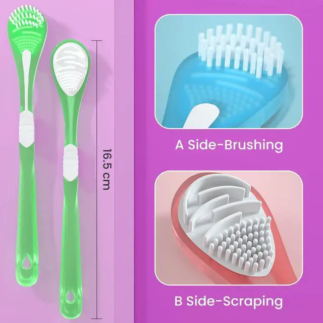 Alt view image 4 of 7 - Double-Side Desiged Tongue Scraper, Ultra-Soft Tongue Brush Tongue Cleaner (3 Pack)