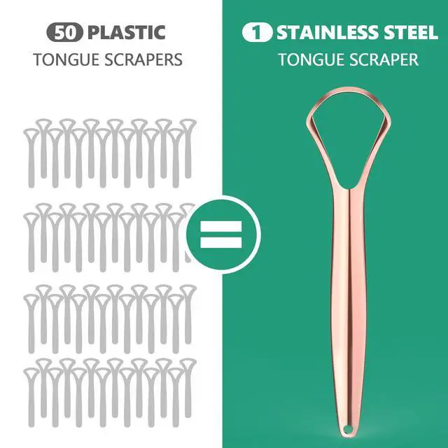 Alt view image 6 of 7 - Tongue Scraper for Adults, Two Colors Designed for Couples, Cure Bad Breath, Tongue Cleaners Stainless Steel, Metal Tongue Scrapers for Oral Care & Hygiene (2 Pack)