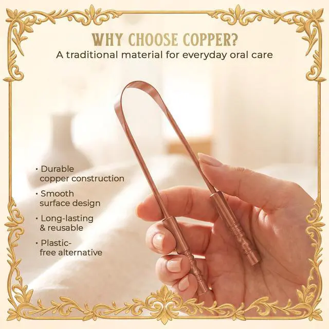 Alt view image 4 of 7 - Tongue Scraper with Case Easy to Use Tongue Scraper for Adults, Tongue Cleaner for Oral Care & Hygiene Copper Set of 2 (with Travel Case)
