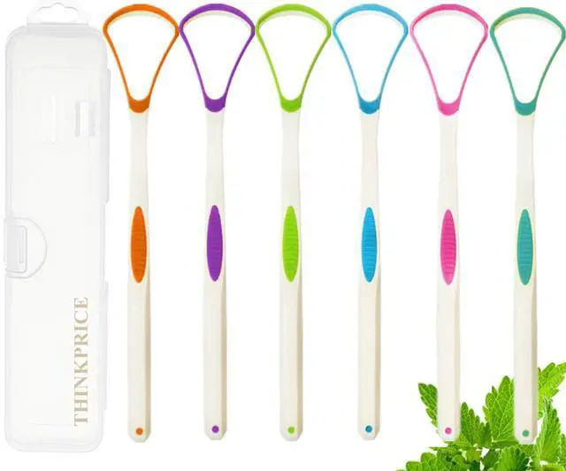 Main image of Tongue Scraper Cleaner 100% BPA Free Tongue Scrapers with Travel Handy Case for Adults & Kids, Healthy Oral Care, Easy to Use, Help Fight Bad Breath (6 PACK)