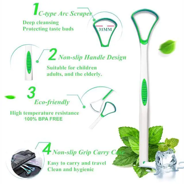 Alt view image 2 of 4 - Tongue Scraper Cleaner 100% BPA Free Tongue Scrapers with Travel Handy Case for Adults & Kids, Healthy Oral Care, Easy to Use, Help Fight Bad Breath (6 PACK)