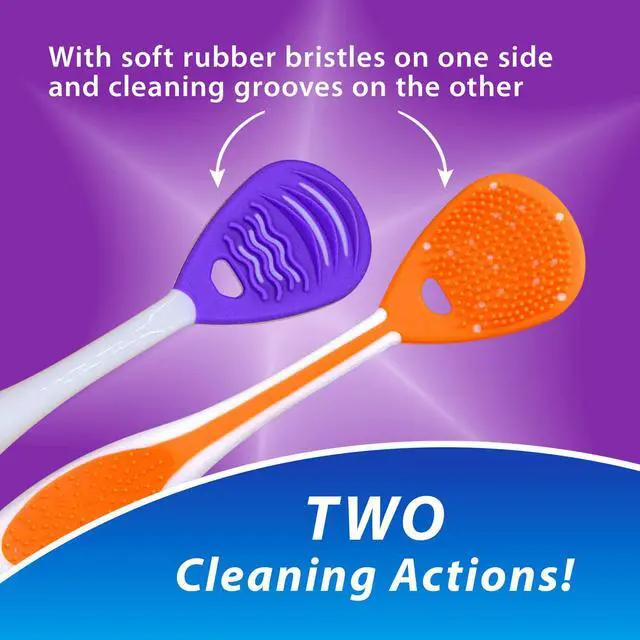 Alt view image 5 of 7 - Tongue Cleaner (3-Pack) with Gentle Cheek Scraper. Two-Sided Head with Dual Action Cleaning for Fresh Breath.