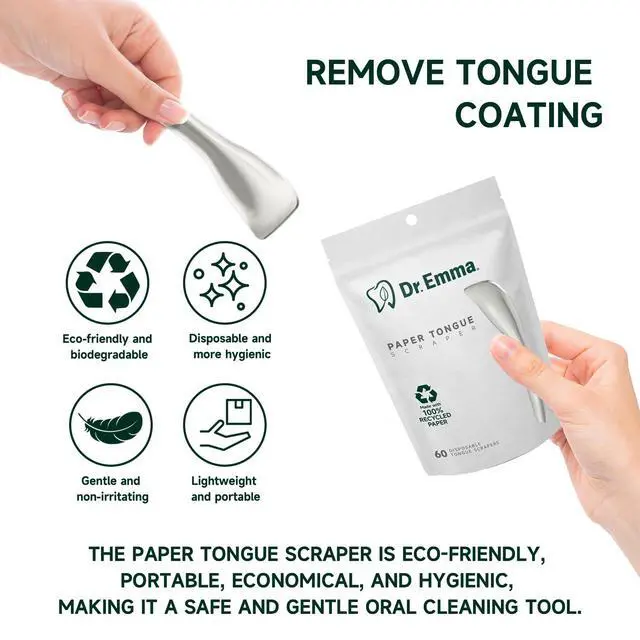 Alt view image 6 of 7 - Tongue Scraper, Disposable Tongue Cleaner for Adults, Paper Hygienic Scraper, Clean Tongue, Promote Fresh Breath, 60 Count (Pack of 1)