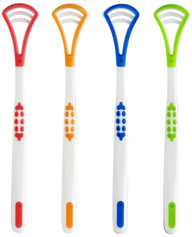 Main image of 4-Pack Tongue Scraper Oral Care Kits Plastic Dual-sided Tongue Brushes for Reducing Bad Breath, Includes Comfort Grip Handle, Ideal for Adults and Kids Healthy Oral Hygiene Tools