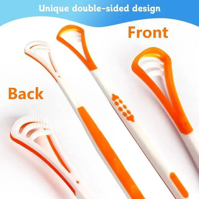 Alt view image 3 of 6 - 4-Pack Tongue Scraper Oral Care Kits Plastic Dual-sided Tongue Brushes for Reducing Bad Breath, Includes Comfort Grip Handle, Ideal for Adults and Kids Healthy Oral Hygiene Tools