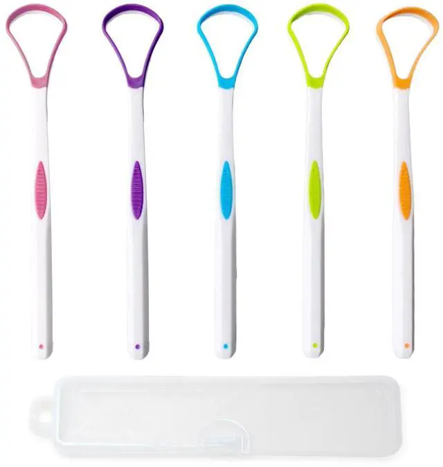 Main image of 5 Pieces Tongue Scraper Cleaner for Adult & Kids, Colorful Plastic Tongue Brush Oral Care Scrapers Kits for Fresh Breath Mouth Health Cleaning Accessory