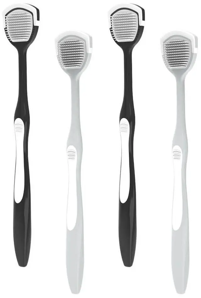 Main image of Tongue Cleaner, Tongue Brush, Tongue Scraper for Oral Hygiene, Clean Tongue, Reduce Bad Breath and Make Our Breath Fresher Black,Gray Pack of 4 (Black,Gray)