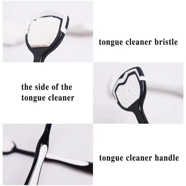 Alt view image 3 of 5 - Tongue Cleaner, Tongue Brush, Tongue Scraper for Oral Hygiene, Clean Tongue, Reduce Bad Breath and Make Our Breath Fresher Black,Gray Pack of 4 (Black,Gray)
