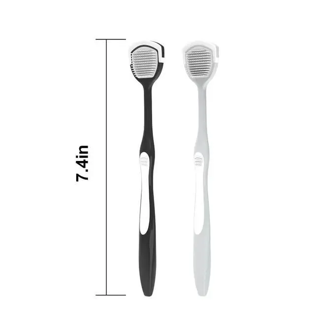 Alt view image 4 of 5 - Tongue Cleaner, Tongue Brush, Tongue Scraper for Oral Hygiene, Clean Tongue, Reduce Bad Breath and Make Our Breath Fresher Black,Gray Pack of 4 (Black,Gray)
