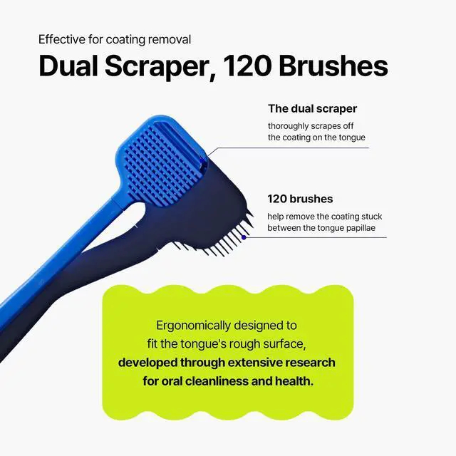 Alt view image 3 of 6 - Korean Tongue Scraper for Adults & Kids Dual Scraper & 120 Micro Brushes, Tongue Cleaner for Fresh Breath, Soft TPE Anti-Gag Design, Oral Care Hygiene Tool (Gray)
