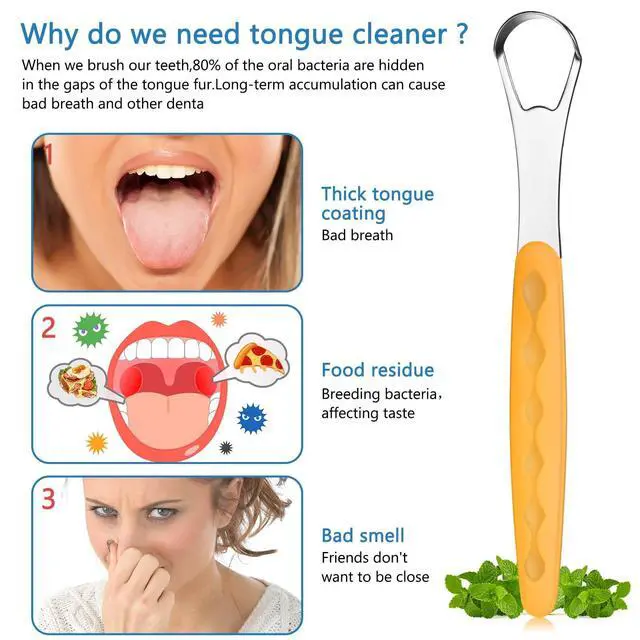 Alt view image 2 of 7 - 4 Pcs Tongue Scraper Cleaner Adults Kids,Orange, Green, Black and Purple