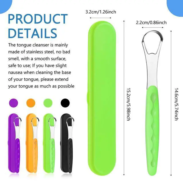 Alt view image 3 of 7 - 4 Pcs Tongue Scraper Cleaner Adults Kids,Orange, Green, Black and Purple