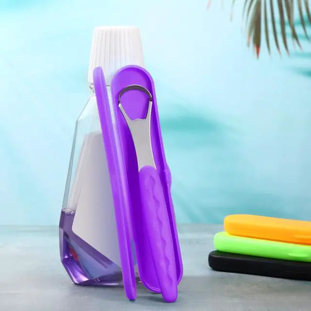 Alt view image 7 of 7 - 4 Pcs Tongue Scraper Cleaner Adults Kids,Orange, Green, Black and Purple