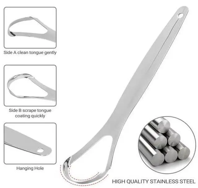 Alt view image 3 of 5 - TC008 Tongue Scraper for Adults 2 Complete Sets (8 Pieces Total) Stainless Steel Tongue Cleaner, Removes White Tongue Coating & Helps Freshen Breath