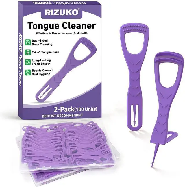 Main image of Disposable Tongue Cleaners, Dual-Sided, Fresh Breath, 100ct