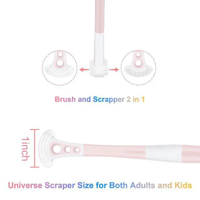 Alt view image 5 of 6 - Extra Soft Toothbrush with Tongue Scraper - Tongue Scrubber with Flossing Bristles for Sensitive Teeth and Gums, Dental Travel Hygiene Brush Fresh Breath for Both Adults and Kids (Pack of 3)