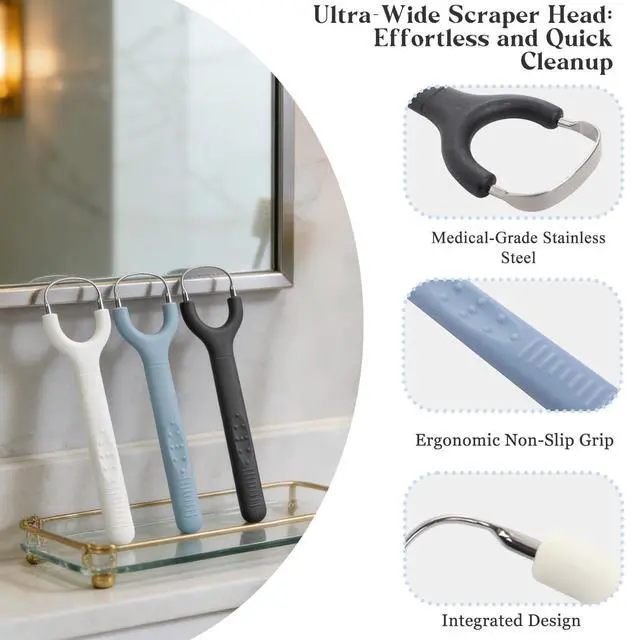 Alt view image 3 of 7 - 3-Pack 304 Stainless Steel Tongue Scraper for Adults, Oral Care Tool