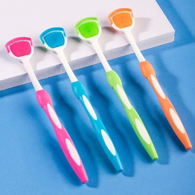 Main image of Tongue Brush, Tongue Scraper, Tongue Cleaner Helps Fight Bad Breath, 4 Tongue Scrapers, 4 Pack (Blue&Green&Orange&Red)