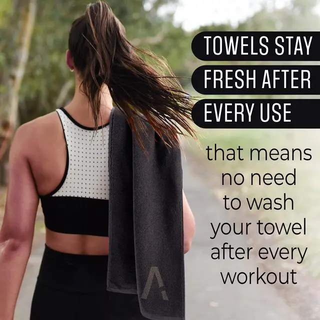 Alt view image 5 of 7 - Black Organic Cotton Gym Towel for Men and Women - Silver Infused Sweat Towel, 500 GSM, 31.5"x15.75" - Soft Absorbent Workout Towel for Gym Yoga Sports, Exercise Towel