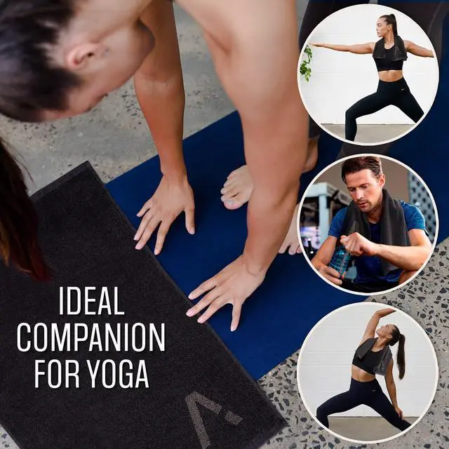 Alt view image 6 of 7 - Black Organic Cotton Gym Towel for Men and Women - Silver Infused Sweat Towel, 500 GSM, 31.5"x15.75" - Soft Absorbent Workout Towel for Gym Yoga Sports, Exercise Towel