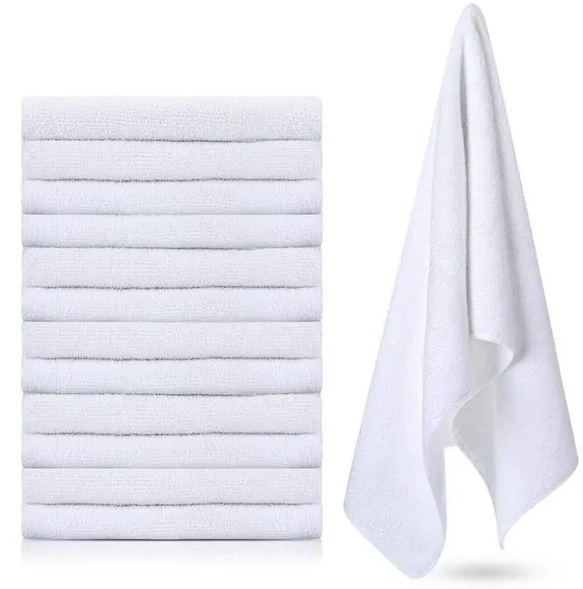 Main image of 12 Pcs Microfiber Workout Gym Towels, 360 GSM 12x30 Inch Fast Drying Yoga Towels for Sweat, Soft Gym Towel for Men Women Travel Sports(White)