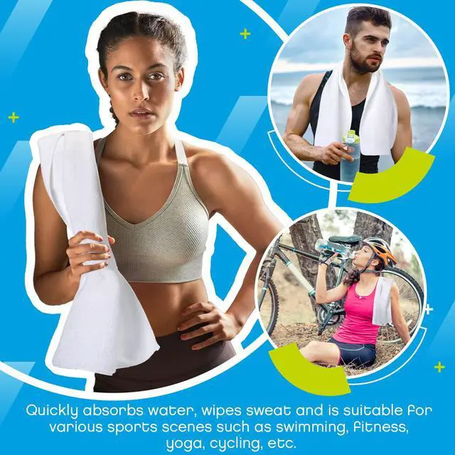 Alt view image 3 of 7 - 12 Pcs Microfiber Workout Gym Towels, 360 GSM 12x30 Inch Fast Drying Yoga Towels for Sweat, Soft Gym Towel for Men Women Travel Sports(White)