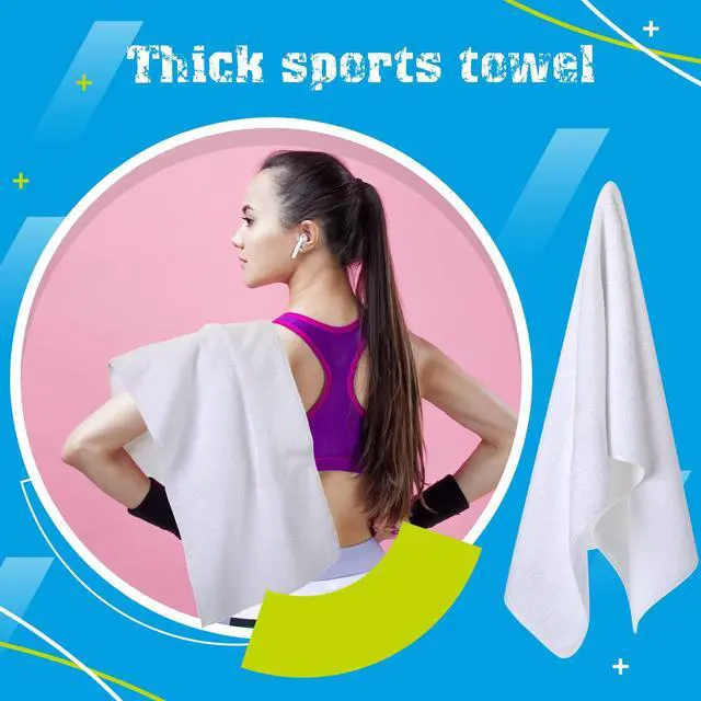 Alt view image 5 of 7 - 12 Pcs Microfiber Workout Gym Towels, 360 GSM 12x30 Inch Fast Drying Yoga Towels for Sweat, Soft Gym Towel for Men Women Travel Sports(White)