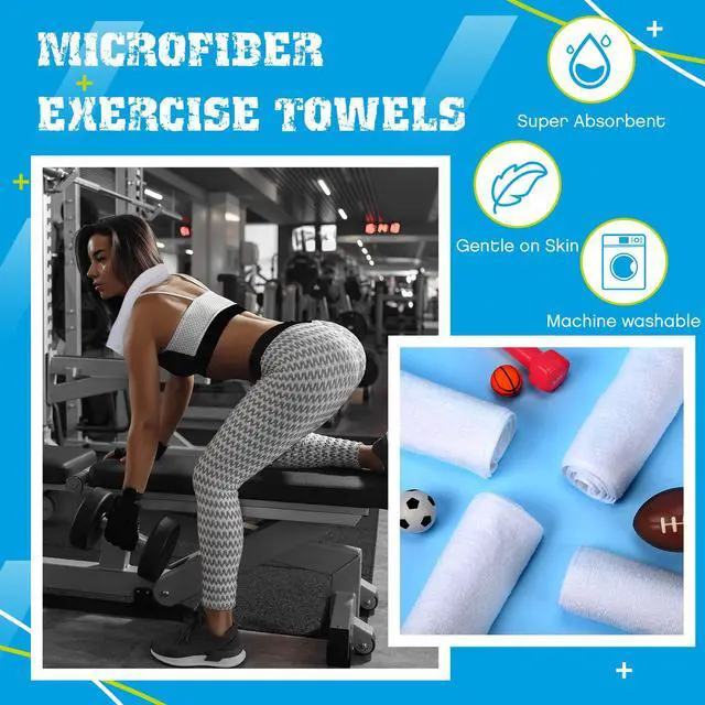 Alt view image 6 of 7 - 12 Pcs Microfiber Workout Gym Towels, 360 GSM 12x30 Inch Fast Drying Yoga Towels for Sweat, Soft Gym Towel for Men Women Travel Sports(White)