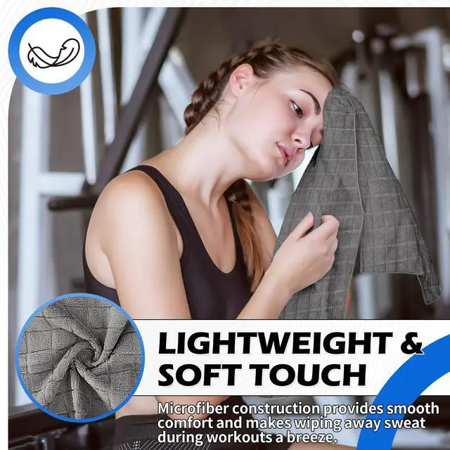 Alt view image 3 of 7 - Microfiber Workout Towels, 3 Pack Grey Gym Sweat Sports Towel for Yoga, Tennis, Running, Exercise, Working Out, Camping, Quick Dry, Highly Absorbent, for Women & Men, 16 x 27 Inch