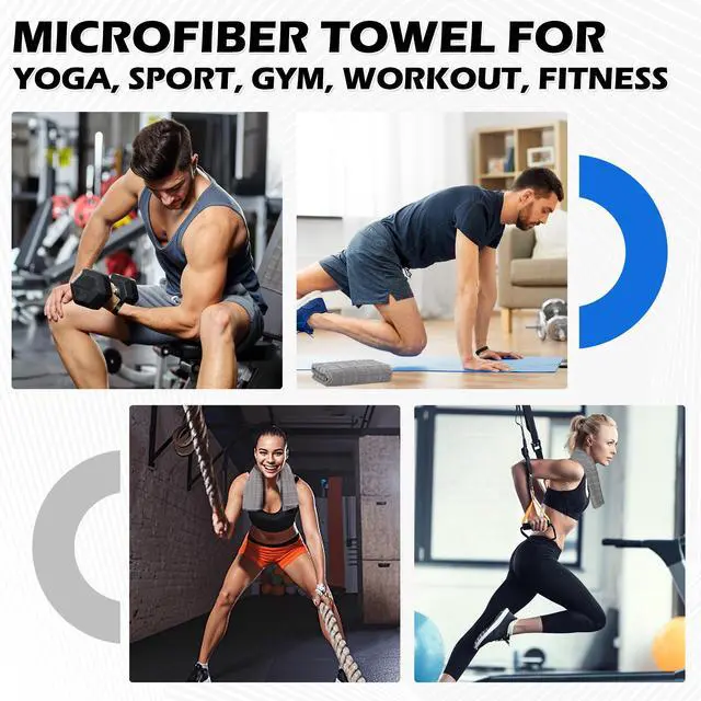 Alt view image 5 of 7 - Microfiber Workout Towels, 3 Pack Grey Gym Sweat Sports Towel for Yoga, Tennis, Running, Exercise, Working Out, Camping, Quick Dry, Highly Absorbent, for Women & Men, 16 x 27 Inch